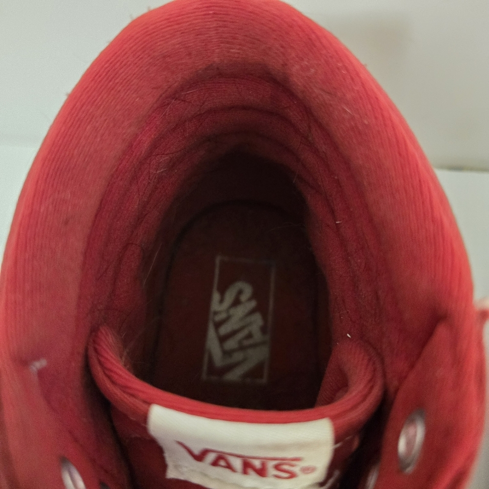 VANS Red Hightop Sneakers Red & White Laceup Shoes Casual Skater Womens Size 9 - Picture 5 of 11